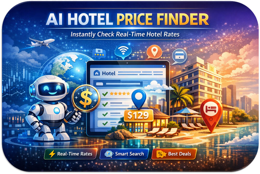 AI Hotel Price Finder real-time hotel rates
