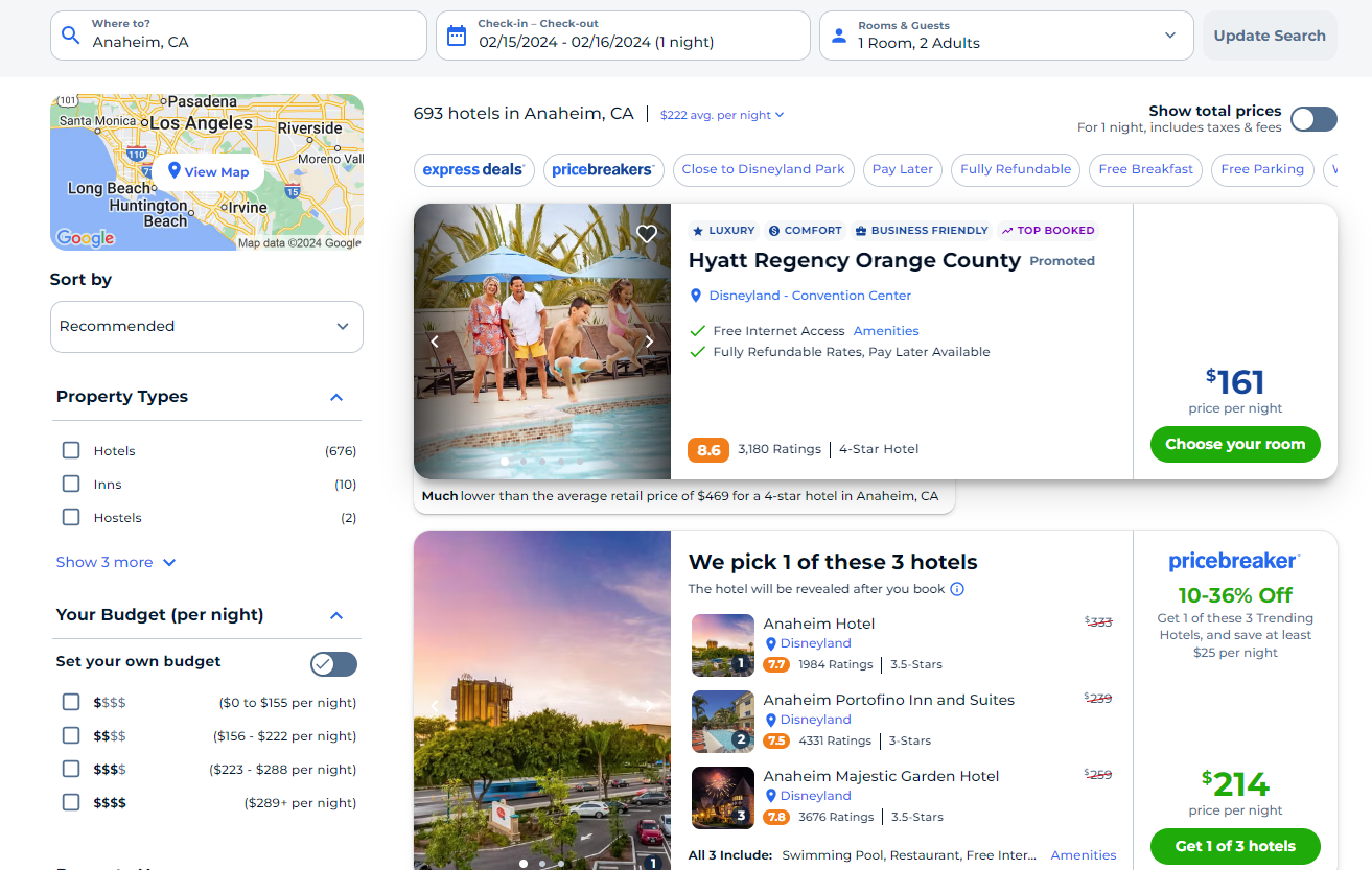 Priceline Hotel Results