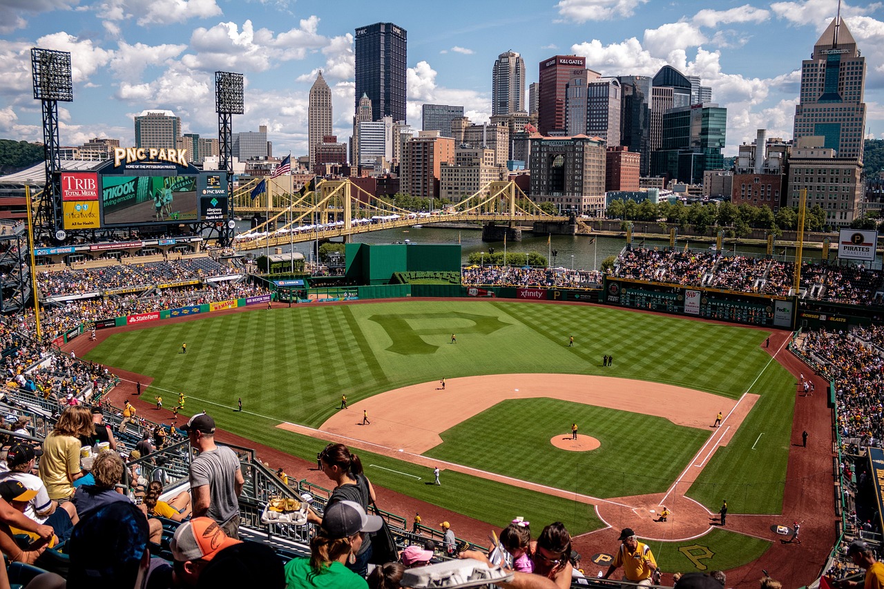 PNC Park baseball field and the Pittsburgh skyline across the river